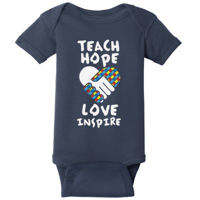 Autistic Awareness Month Teacher Teach Hope Love Autism Day Baby Bodysuit