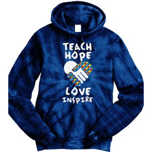 Autistic Awareness Month Teacher Teach Hope Love Autism Day Tie Dye Hoodie