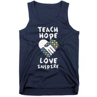 Autistic Awareness Month Teacher Teach Hope Love Autism Day Tank Top