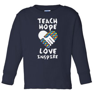 Autistic Awareness Month Teacher Teach Hope Love Autism Day Toddler Long Sleeve Shirt