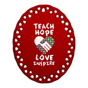 Autistic Awareness Month Teacher Teach Hope Love Autism Day Ceramic Oval Ornament