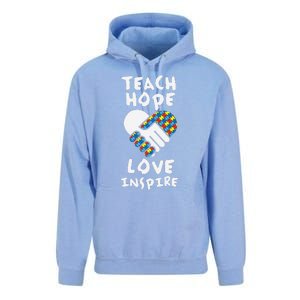 Autistic Awareness Month Teacher Teach Hope Love Autism Day Unisex Surf Hoodie