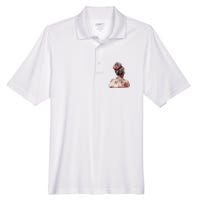 African American Messy Bun Old Lady USA Flag Flowers Men's Origin Performance Pique Polo