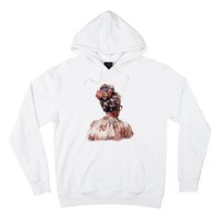 African American Messy Bun Old Lady USA Flag Flowers Hoodie