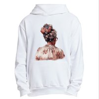 African American Messy Bun Old Lady USA Flag Flowers Urban Pullover Hoodie