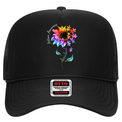 Autism Awareness Mom Choose Kind Autism Gift High Crown Mesh Back Trucker Hat