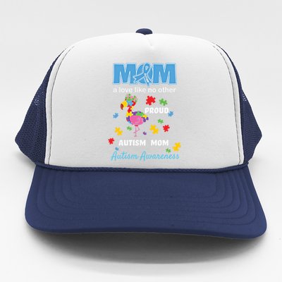 Autism Awareness Mom Mother Love Proud Autism Mama Flamingo Gift Trucker Hat