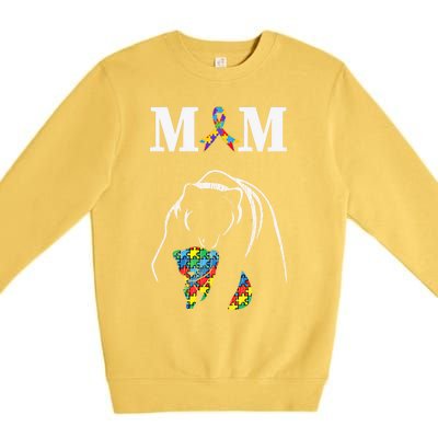 Autism Awareness Mom Proud Autistic Son Daughter Mama Bear Cool Gift Premium Crewneck Sweatshirt