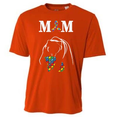 Autism Awareness Mom Proud Autistic Son Daughter Mama Bear Cool Gift Cooling Performance Crew T-Shirt