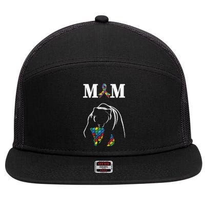 Autism Awareness Mom Proud Autistic Son Daughter Mama Bear Cool Gift 7 Panel Mesh Trucker Snapback Hat