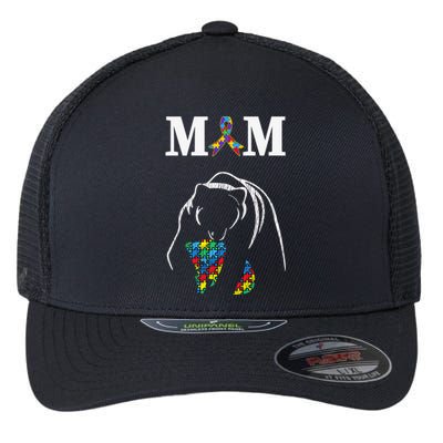 Autism Awareness Mom Proud Autistic Son Daughter Mama Bear Cool Gift Flexfit Unipanel Trucker Cap