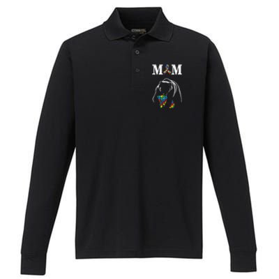 Autism Awareness Mom Proud Autistic Son Daughter Mama Bear Cool Gift Performance Long Sleeve Polo