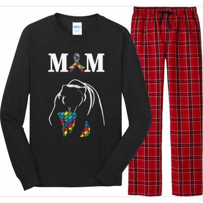 Autism Awareness Mom Proud Autistic Son Daughter Mama Bear Cool Gift Long Sleeve Pajama Set