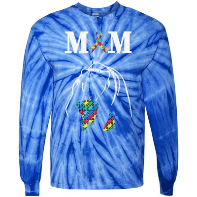 Autism Awareness Mom Proud Autistic Son Daughter Mama Bear Cool Gift Tie-Dye Long Sleeve Shirt