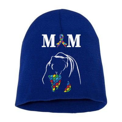 Autism Awareness Mom Proud Autistic Son Daughter Mama Bear Cool Gift Short Acrylic Beanie