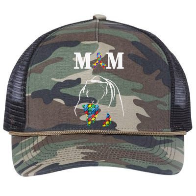 Autism Awareness Mom Proud Autistic Son Daughter Mama Bear Cool Gift Retro Rope Trucker Hat Cap