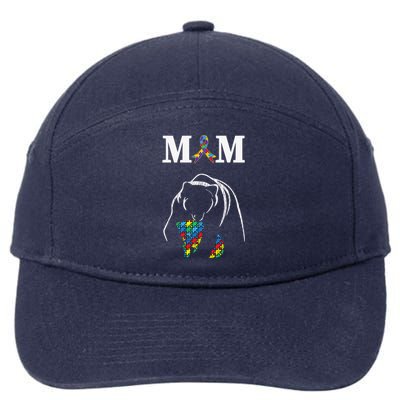 Autism Awareness Mom Proud Autistic Son Daughter Mama Bear Cool Gift 7-Panel Snapback Hat