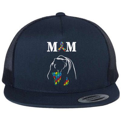 Autism Awareness Mom Proud Autistic Son Daughter Mama Bear Cool Gift Flat Bill Trucker Hat