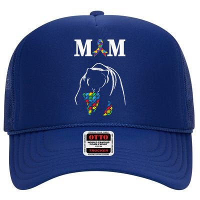 Autism Awareness Mom Proud Autistic Son Daughter Mama Bear Cool Gift High Crown Mesh Back Trucker Hat