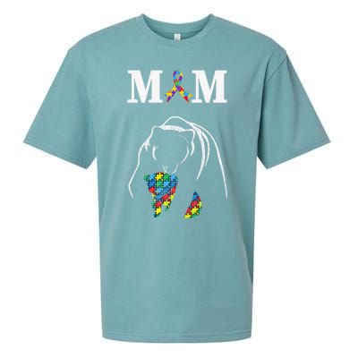 Autism Awareness Mom Proud Autistic Son Daughter Mama Bear Cool Gift Sueded Cloud Jersey T-Shirt