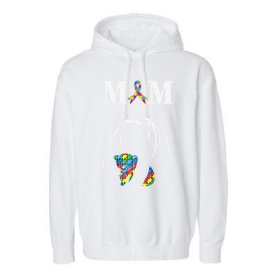 Autism Awareness Mom Proud Autistic Son Daughter Mama Bear Cool Gift Garment-Dyed Fleece Hoodie