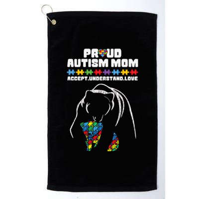 Autism Awareness Mom Proud Autistic Son Daughter Mama Bear Gift Platinum Collection Golf Towel