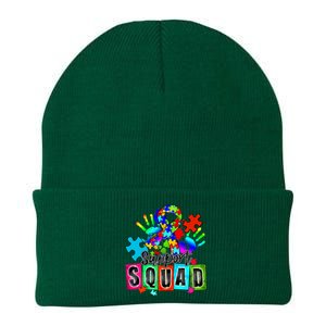 Autism Awareness Month Ribbon Support Squad Knit Cap Winter Beanie