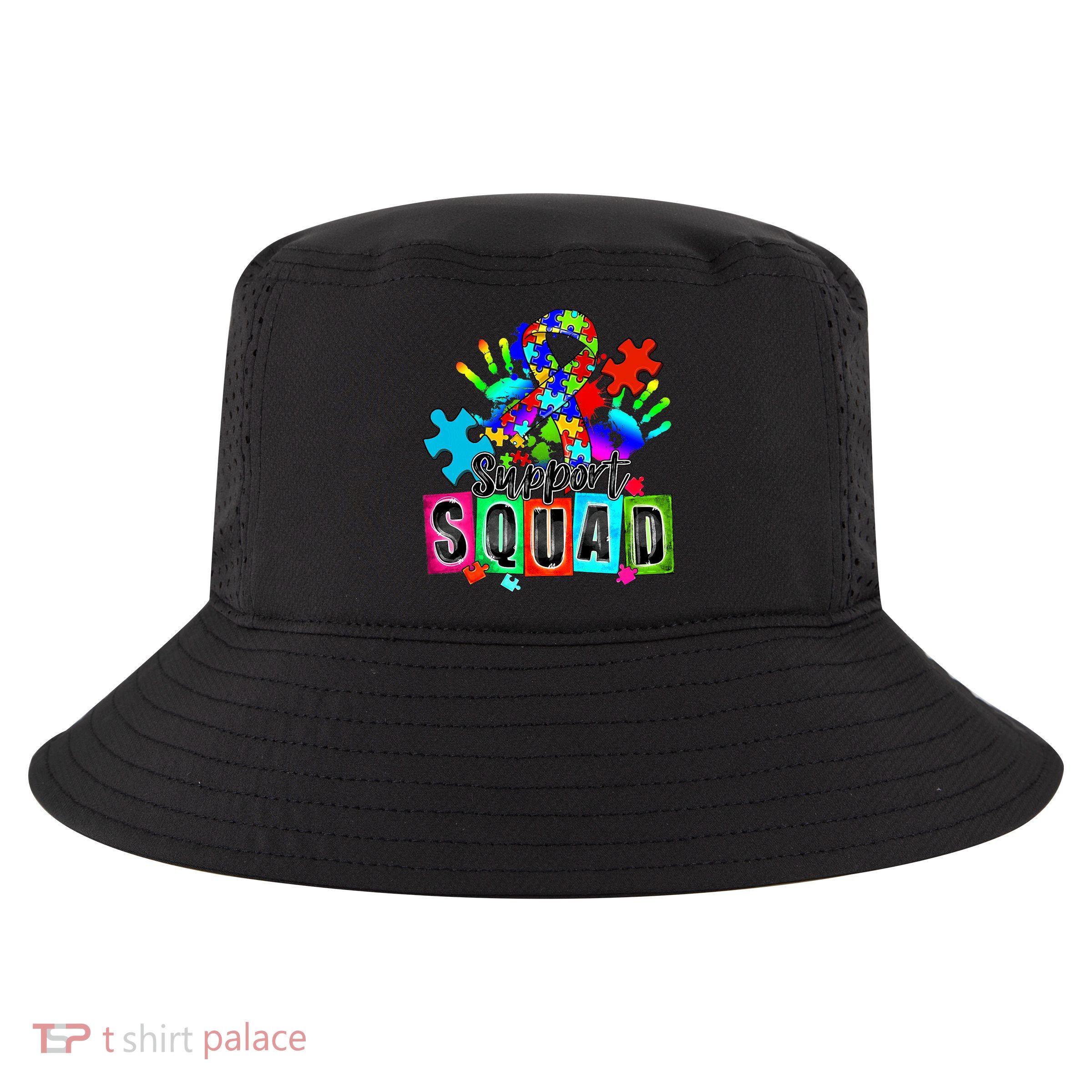 Autism Awareness Month Ribbon Support Squad Cool Comfort Performance Bucket Hat