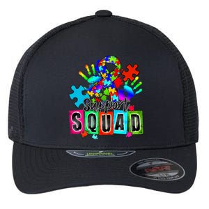 Autism Awareness Month Ribbon Support Squad Flexfit Unipanel Trucker Cap