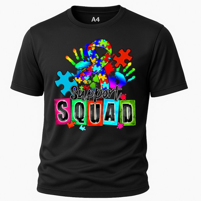 Autism Awareness Month Ribbon Support Squad Cooling Performance Crew T-Shirt
