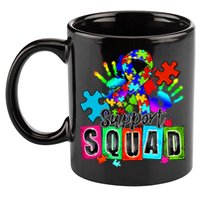 Autism Awareness Month Ribbon Support Squad 11oz C Handle Ceramic Mug