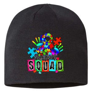 Autism Awareness Month Ribbon Support Squad Sustainable Beanie