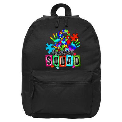 Autism Awareness Month Ribbon Support Squad 16 in Basic Backpack