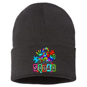 Autism Awareness Month Ribbon Support Squad Sustainable Knit Beanie