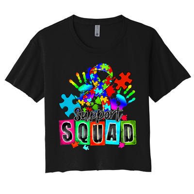 Autism Awareness Month Ribbon Support Squad Crop Top