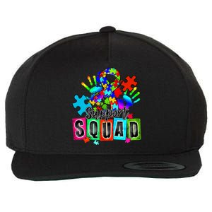 Autism Awareness Month Ribbon Support Squad Wool Snapback Cap