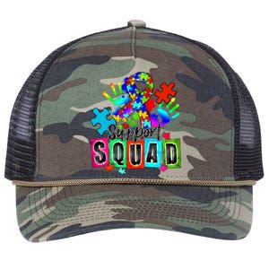 Autism Awareness Month Ribbon Support Squad Retro Rope Trucker Hat Cap