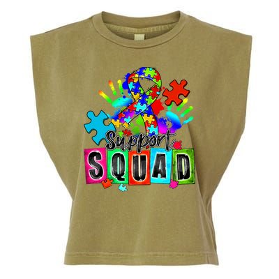 Autism Awareness Month Ribbon Support Squad Garment-Dyed Women's Muscle Tee