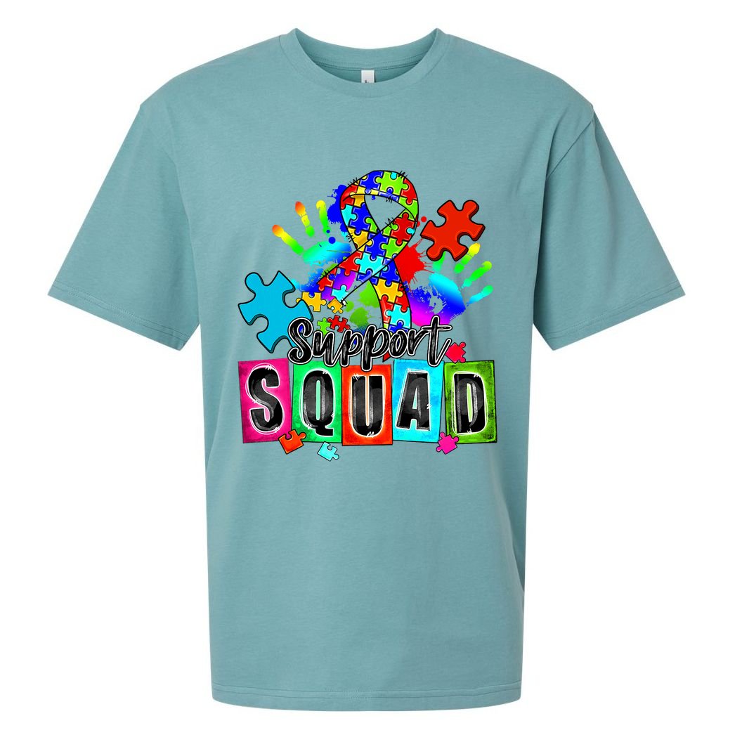 Autism Awareness Month Ribbon Support Squad Sueded Cloud Jersey T-Shirt