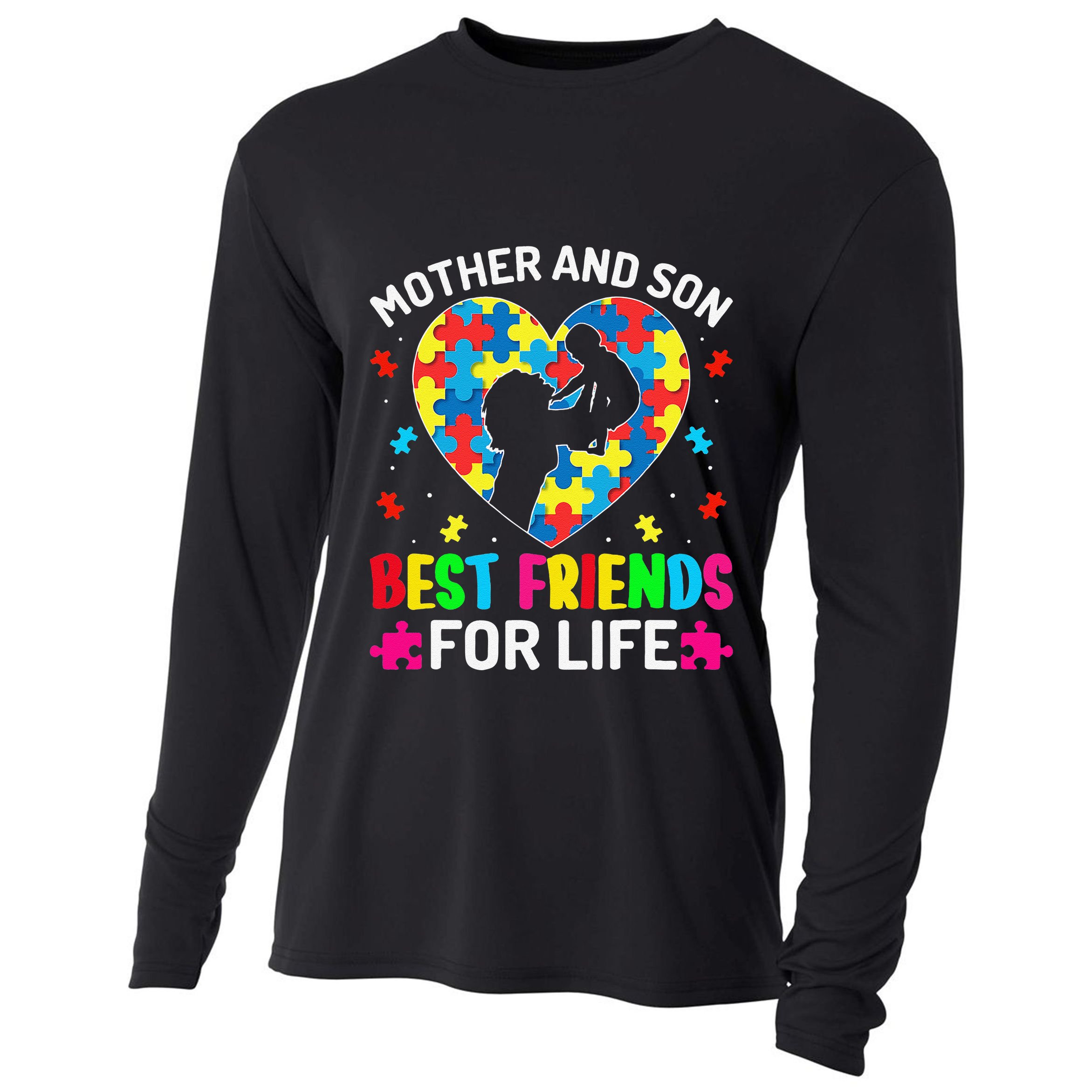 Autism Awareness Mother And Son ASD Autism Warriors Mama Cooling Performance Long Sleeve Crew