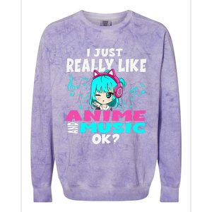 Anime And Music Kawaii Chibi Graphic Teen Anime Girl Colorblast Crewneck Sweatshirt