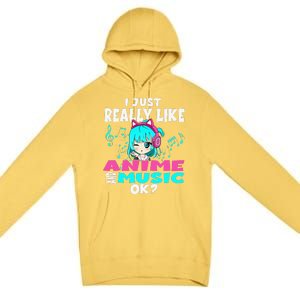 Anime And Music Kawaii Chibi Graphic Teen Anime Girl Premium Pullover Hoodie