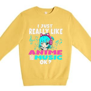 Anime And Music Kawaii Chibi Graphic Teen Anime Girl Premium Crewneck Sweatshirt