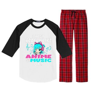 Anime And Music Kawaii Chibi Graphic Teen Anime Girl Raglan Sleeve Pajama Set