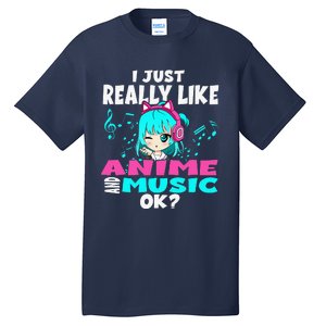 Anime And Music Kawaii Chibi Graphic Teen Anime Girl Tall T-Shirt