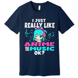 Anime And Music Kawaii Chibi Graphic Teen Anime Girl Premium T-Shirt