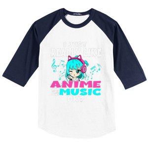 Anime And Music Kawaii Chibi Graphic Teen Anime Girl Baseball Sleeve Shirt