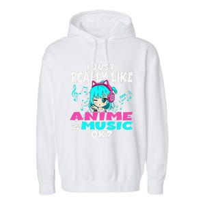 Anime And Music Kawaii Chibi Graphic Teen Anime Girl Garment-Dyed Fleece Hoodie