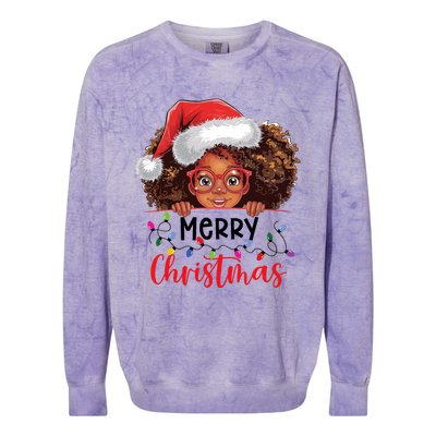 African American Merry Christmas African Black Women Girl Colorblast Crewneck Sweatshirt