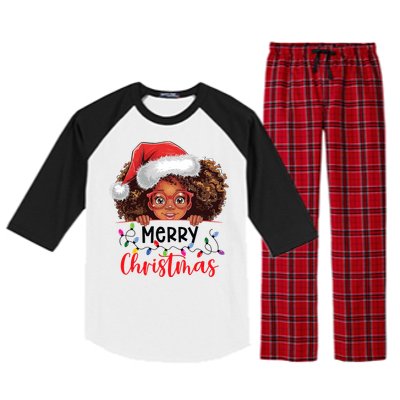 African American Merry Christmas African Black Women Girl Raglan Sleeve Pajama Set